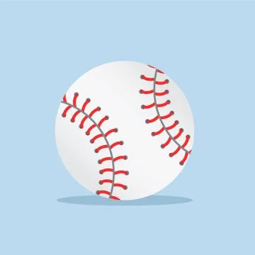White baseball ball on blue background with shadow, stock vector illustration Stock Illustration