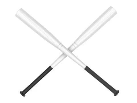White baseball bats crossed Stock Illustration