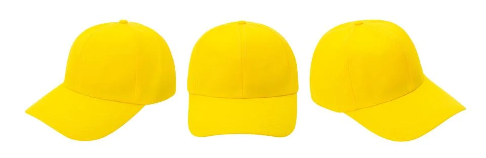 White baseball cap mockup front and back view isolated on white background .. Stock Photos