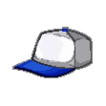 White baseball cap pixel art vector illustration Stock Illustration