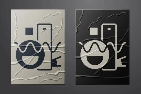 White Basic geometric shapes icon isolated on crumpled paper background. Paper Stock Illustration