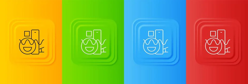 White Basic geometric shapes icon isolated on colorful background. Set icon.. Illustrazione stock