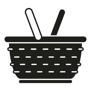 White basket icon simple vector. Wicker straw Stock Illustration