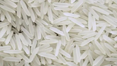White basmati rice grains macro camera panning handheld shot in nature, 4K Stock-Footage 342560403