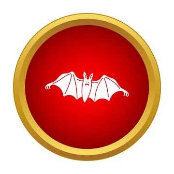 White bat cartoon icon in red circle Stock Illustration