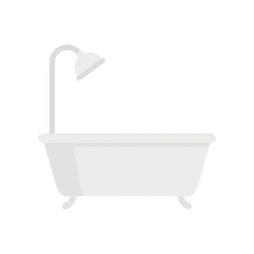 White Bath icon in flat style Stock Illustration