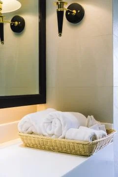 White bath towel Stock Photos