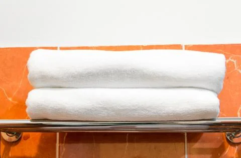 White bath towels Stock Photos