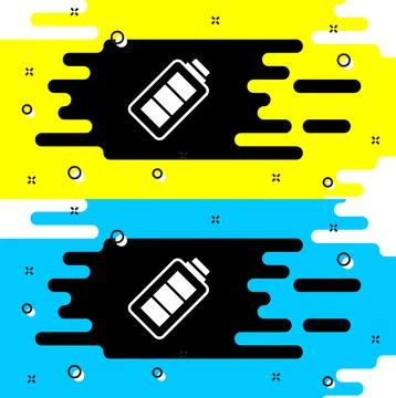 White Battery charge level indicator icon isolated on black background. Vector Stock Illustration