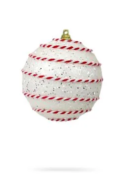 White bauble isolated on white background. Christmas ornament with clipping p Stock Photos