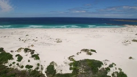 White Beach and Blue Ocean Aerial View Stock Footage 79737244