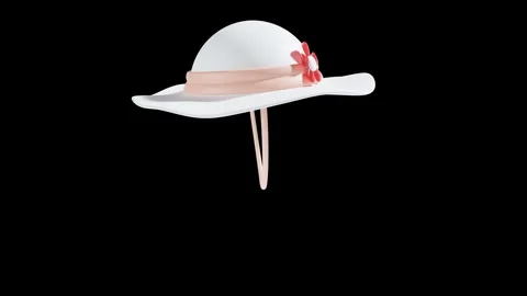 White Beach Hat with Transparent Background in 3D Animation Stock Footage 309318422