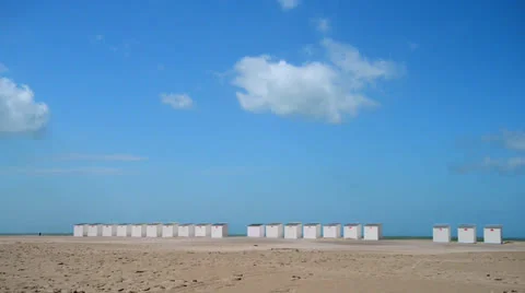 White beach huts in a row Stock Footage 23700220