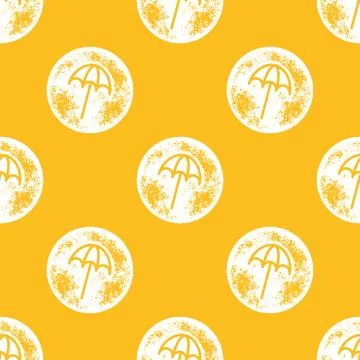 White Beach Umbrella Pattern on Yellow Background Stock Illustration