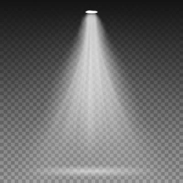 White Beam Lights Spotlights Vector. Transparent Effect. Bright Lighting With Stock Illustration
