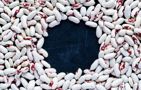 White beans arranged with circle space Foto stock