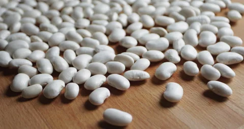 White beans close up, steadicam Stock Footage 153286349