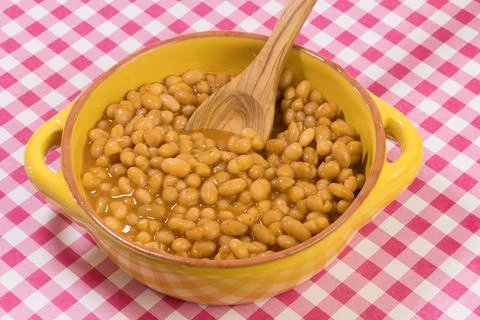 White beans cooked in sauce Stock Photos