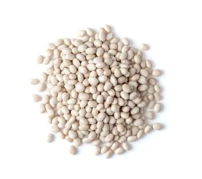 White beans isolated on white background. top view Stock Photos