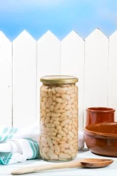 White beans jar Stock Photos