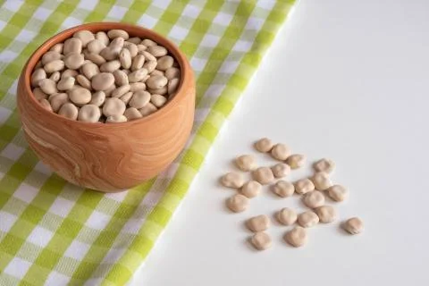 White beans in a pot. Stock Photos
