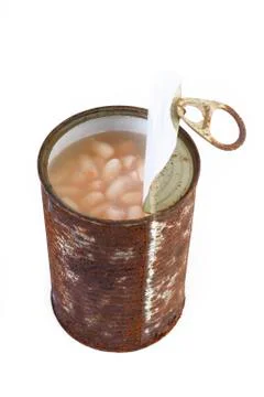 White beans rot in rust cans Stock Photos