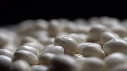 White beans in rotation. Close-up. Stock Footage 100819141