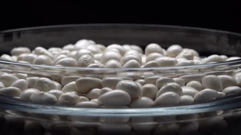 White beans in rotation. Close-up. Stock Footage 100820540