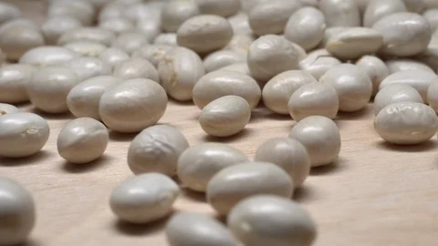 White beans in rotation. Close-up. Stock Footage 100820675
