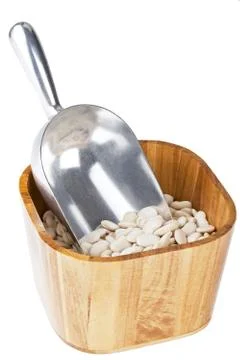 White beans with silver spatula 스톡 사진