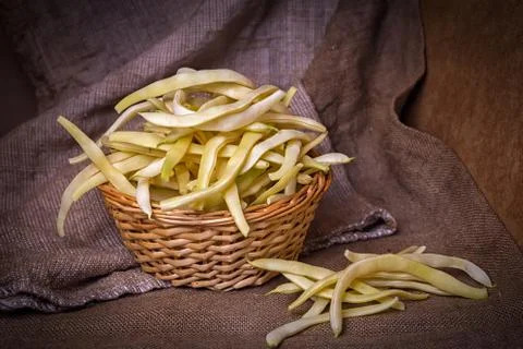 White beans on wicker containers Stock Photos