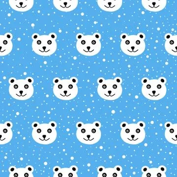 White bear and snow pattern 스톡 일러스트