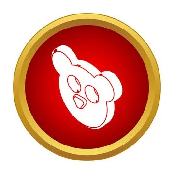 White bear head isometric illustration in red circle Stock Illustration