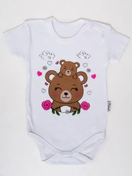 White bear print bodysuit flat lay view Stock Photos