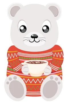 White bear in winter clothing Ilustración de archivo