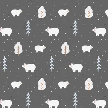 White bear in winter forest Stock Illustration