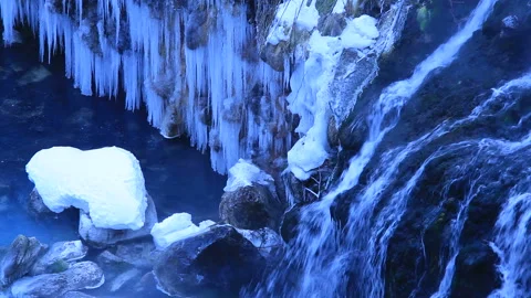 The White Beard Falls and Ice Waterfall Stock Footage 324970708