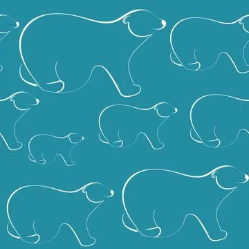 White bears on the blue background Stock Illustration