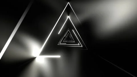 White Beautiful Neon Triangular Tunnel Background VJ Loop 4K Stock Footage 304661547