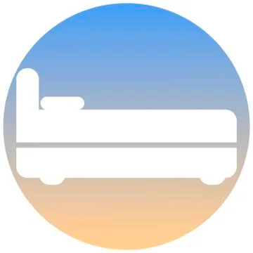 White bed icon, on gradient button. Hotel symbol of a set. Use for banner Illustrazione stock