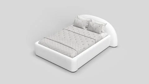 White bed on the white backdrop on the left Stock Illustration