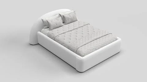 White bed on white backdrop on right side Stock Illustration