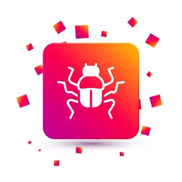 White Beetle bug icon isolated on white background. Square color button. Vector 스톡 일러스트