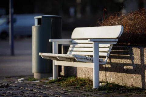 White bench in the city. Stock Illustration