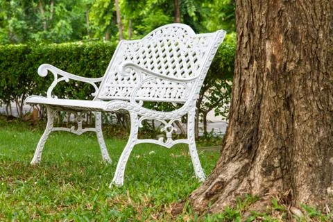 A white bench Stock Photos