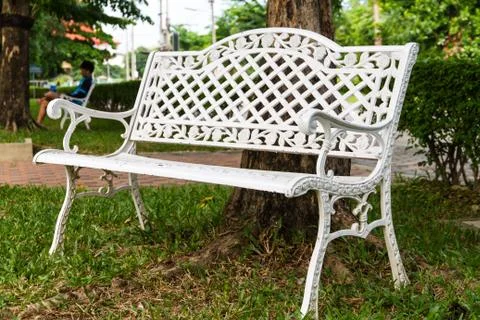 A white bench Foto stock