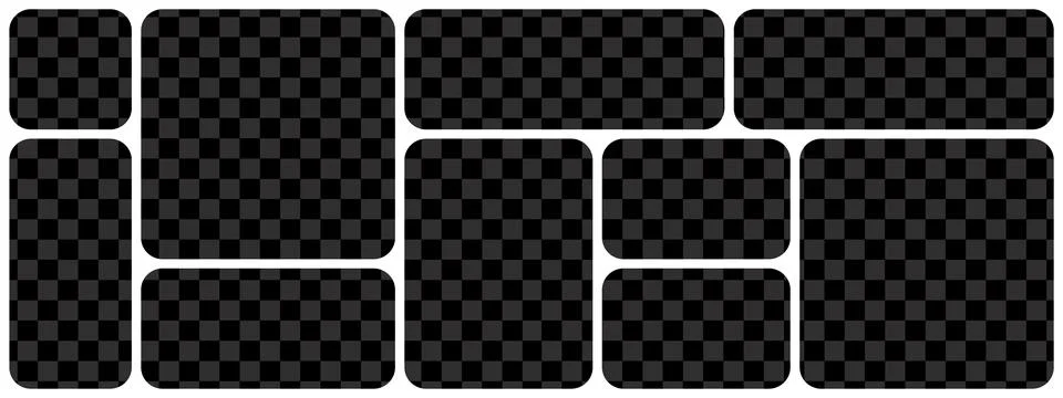 White bento grid horizontal moodboard design mockup isolated on transparent Stock Illustration