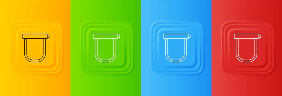White Bicycle lock U shaped industrial icon isolated on colorful background.. 库存插图