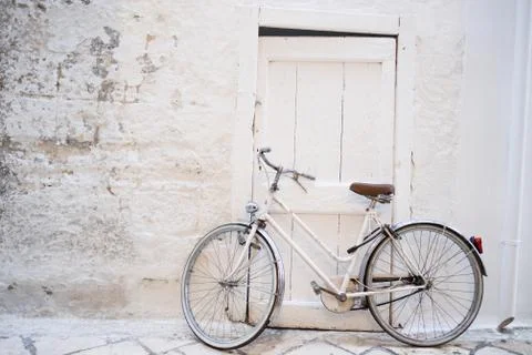 The white bicycle Stock Photos