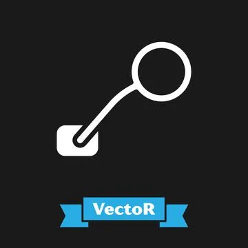 White Bicycle rear view mirror icon isolated on black background. Vector Illustration